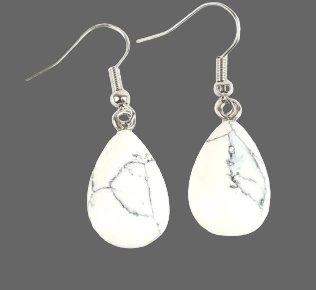 White Howlite Teardrop Earrings