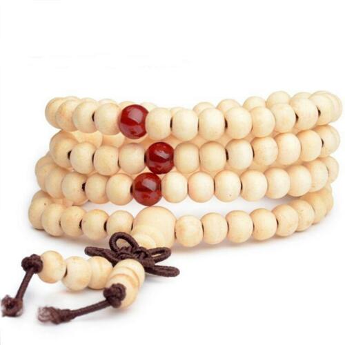 White Mala Wood Bead Necklaces
