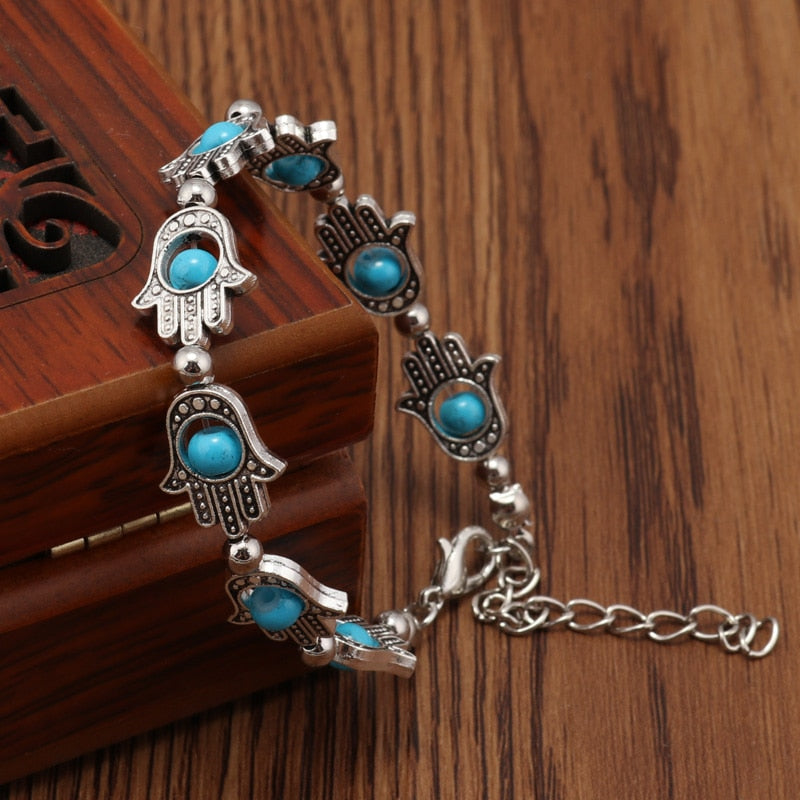Women's Hamsa Hand Silver Bracelets 