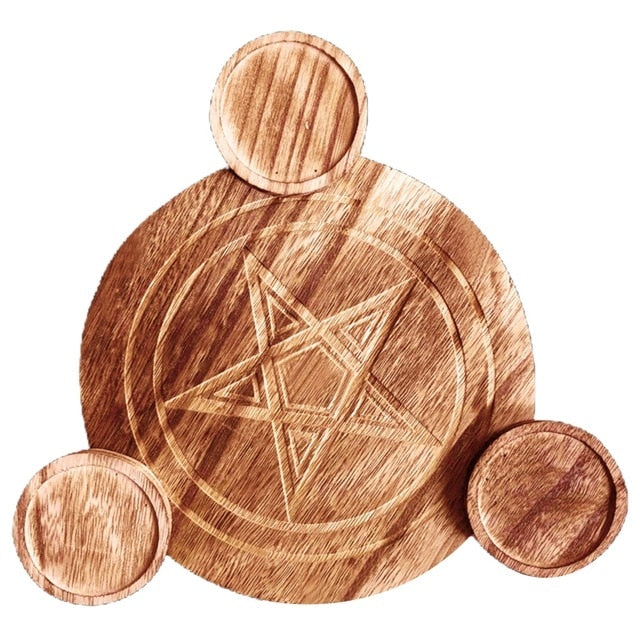 Wood Pentacle Candle Holders