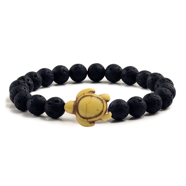 Yellow Turtle Lava Rock Bracelet
