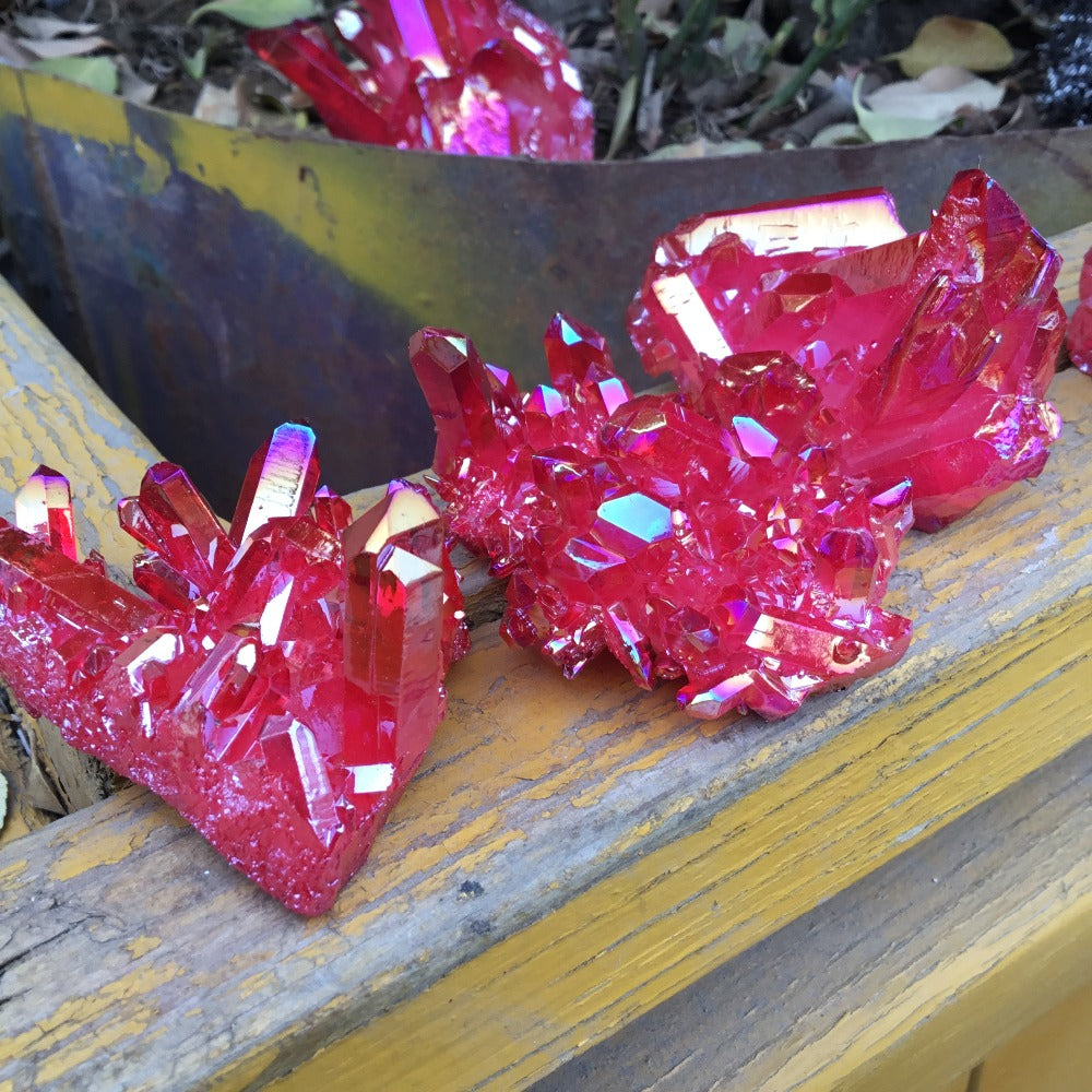 Ruby Aura Quartz Crystals - greenwitchcreations