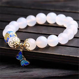 White Agate Butterfly Bracelet - greenwitchcreations
