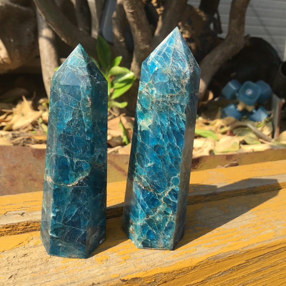 Blue Apatite Crystal Tower Obelisk