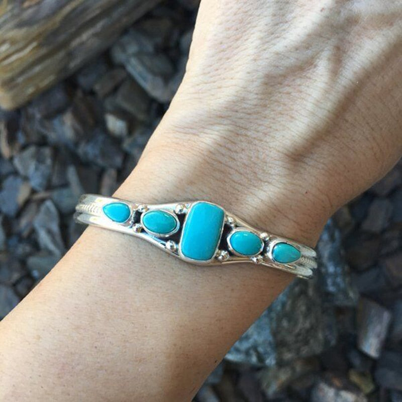 Turquoise Silver Bracelets - greenwitchcreations