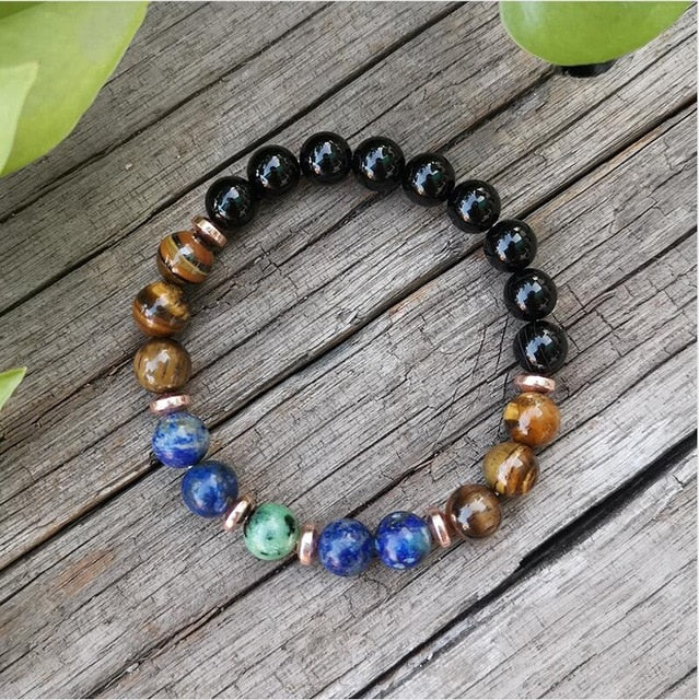 Tigers Eye & Lapis Lazuli Mala Prayer Necklaces - greenwitchcreations