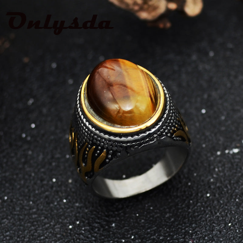 Tigers Eye & Obsidian Men's Rings - greenwitchcreations