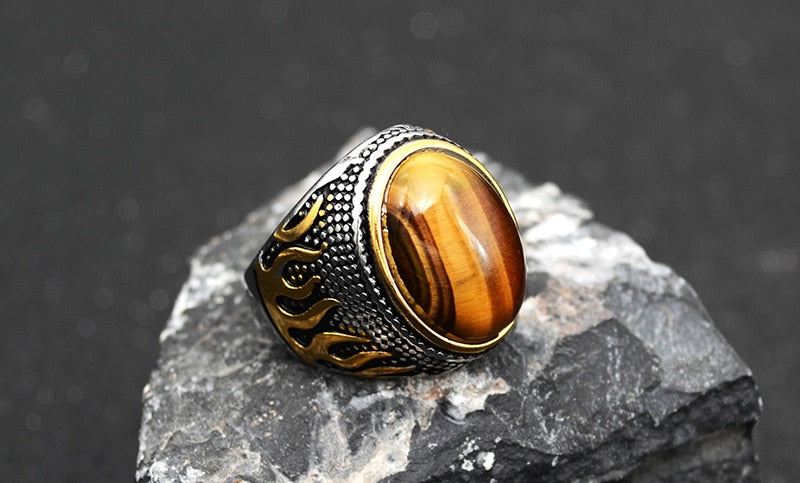 Tigers Eye & Obsidian Men's Rings - greenwitchcreations