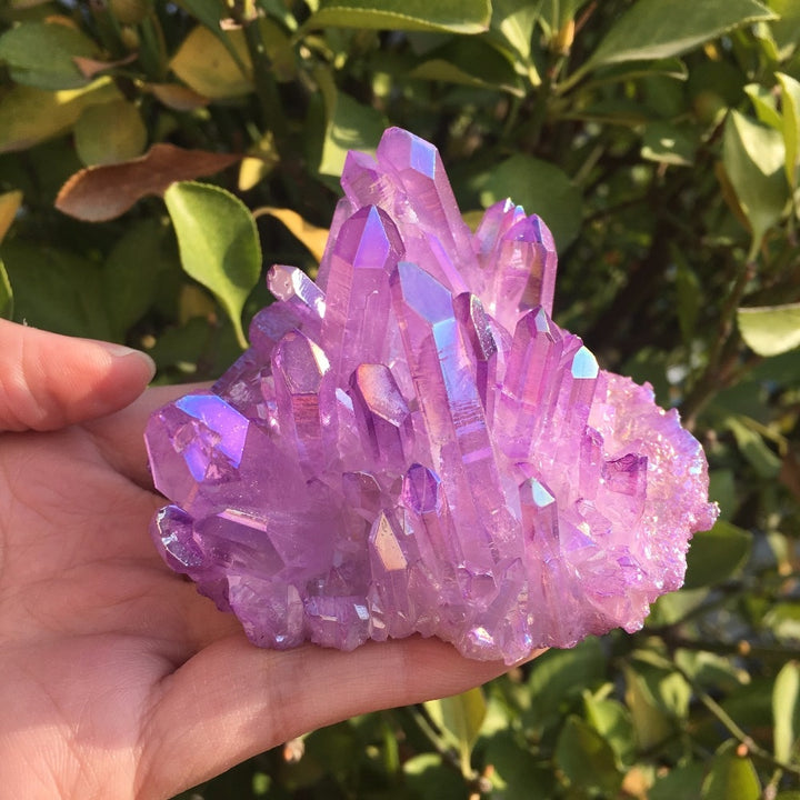Purple Aura Quartz Crystal Cluster - greenwitchcreations