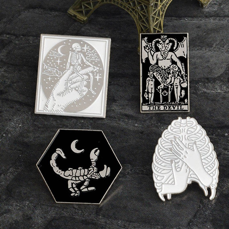 Tarot and Skeleton Pins - greenwitchcreations