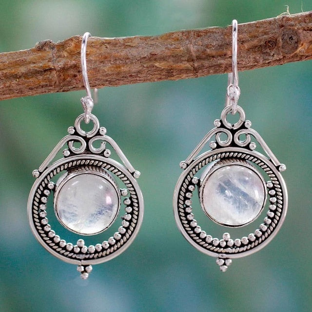 Women's 925 Silver Moonstone Earrings - greenwitchcreations