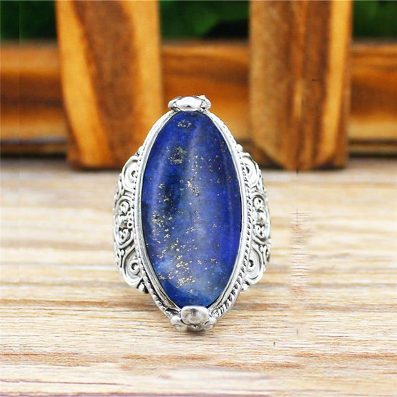 Lapis Lazuli Flower Band Ring - greenwitchcreations