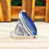 Lapis Lazuli Flower Band Ring - greenwitchcreations