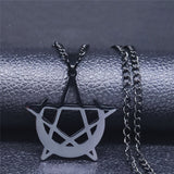 Women's Crescent Moon Pentagram Necklace - greenwitchcreations