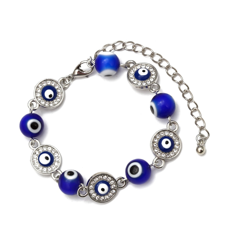 Blue Evil Eye Bead Bracelet