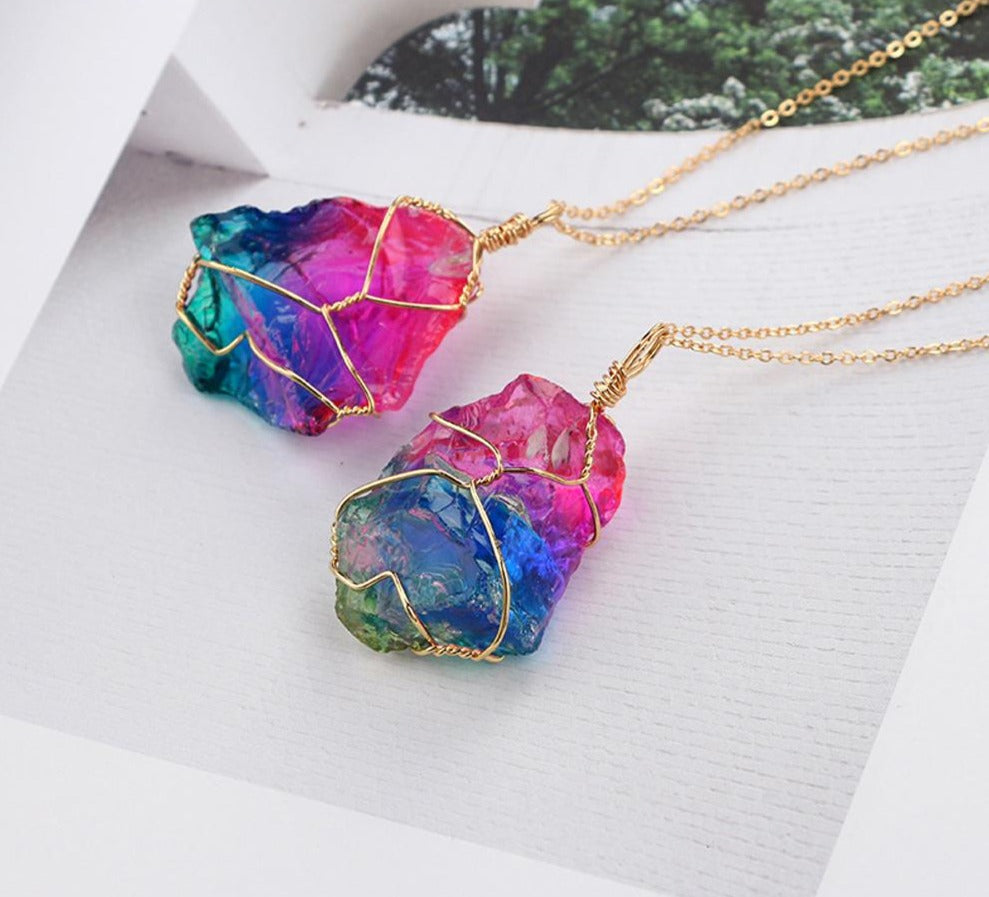 Rainbow Crystal Necklace - greenwitchcreations