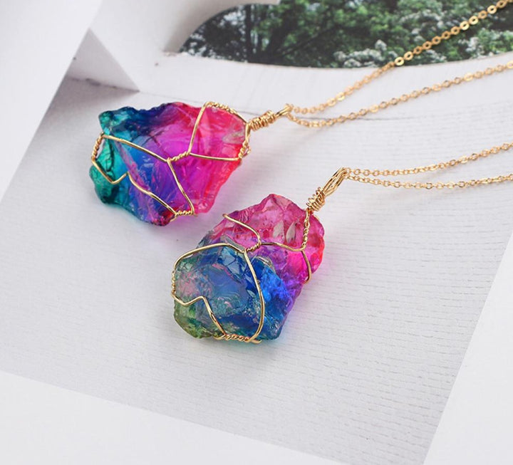 Rainbow Crystal Necklace - greenwitchcreations