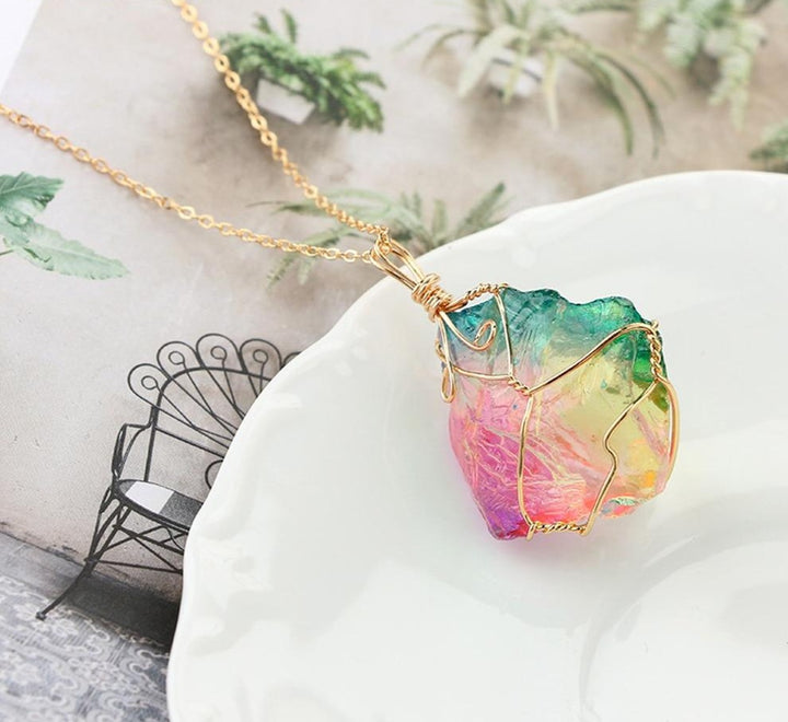 Rainbow Crystal Necklace - greenwitchcreations