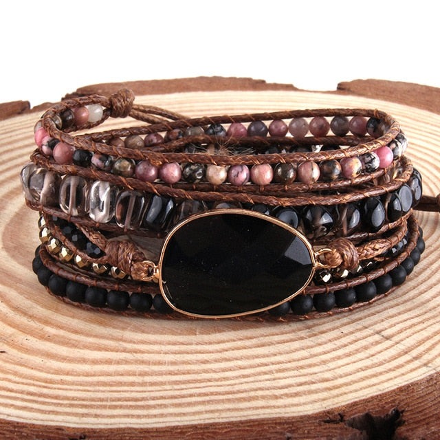 Obsidian Stone Wrap Bracelet