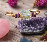 Aquamarine Women's Gold Wire Wrap Crystal Bracelets For Sale