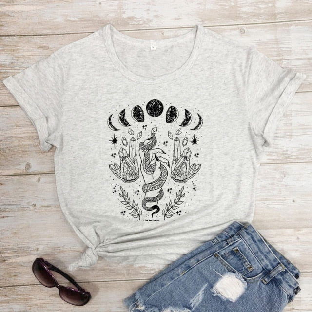 Snake Moon Crystal T-Shirt - greenwitchcreations