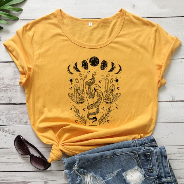 Snake Moon Crystal T-Shirt - greenwitchcreations