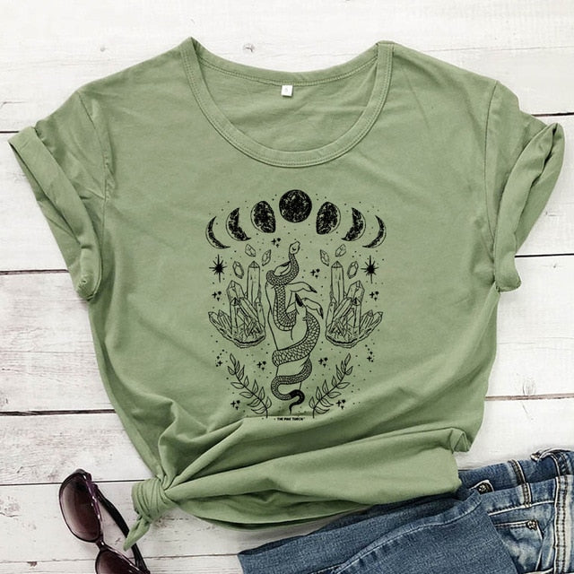 Snake Moon Crystal Green T-Shirt