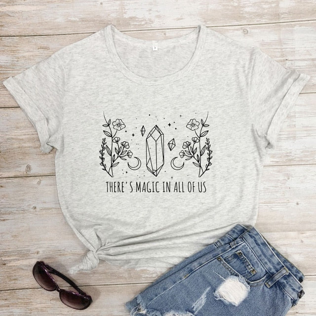 Crystals & Herbs There's Magic In All Of Us T-Shirt | Wiccan Clothing - greenwitchcreations