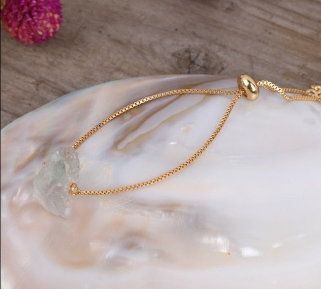 Adjustable Gold Natural Crystal Bracelets For Sale | Green Witch Creations