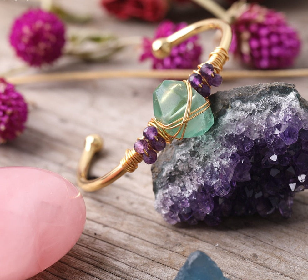 Buy Gold Wire Wrap Crystal Bracelets Online | Green Witch Creations ite