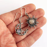 Wire Wrap Sun & Moon Crystal Earrings - greenwitchcreations