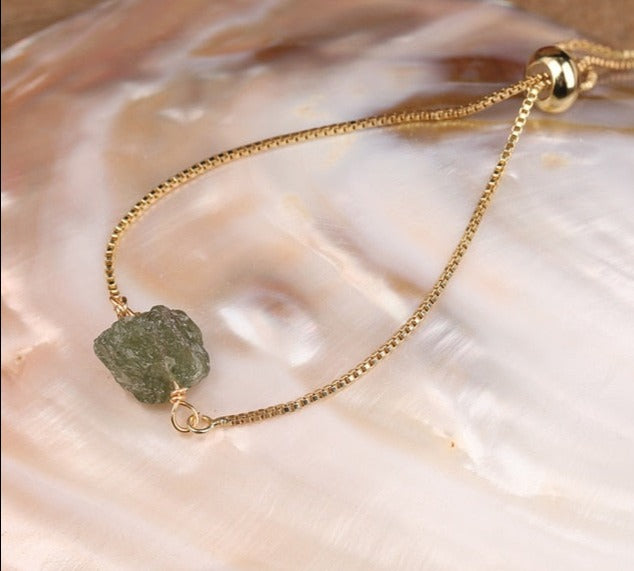 Adjustable Gold Natural Crystal Bracelets For Sale | Green Witch Creations