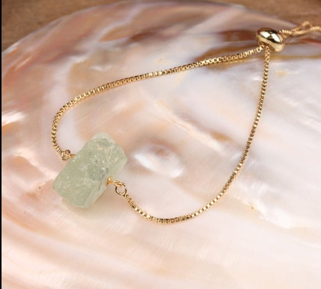 Green Fluorite Adjustable Gold Natural Crystal Bracelets For Sale | Green Witch Creations