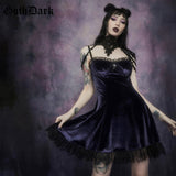 Black & Purple Velvet Dress For Sale