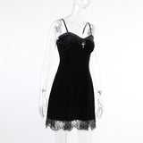 Black & Purple Velvet Dress For Sale