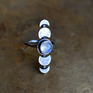 Women's Moonstone Moon Phase Ring - greenwitchcreations