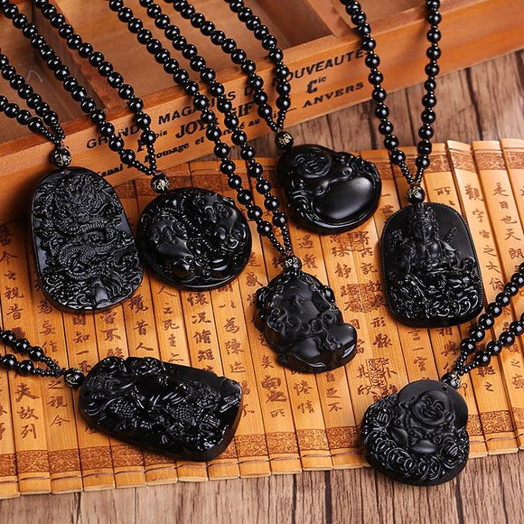 Obsidian Carved Necklaces - greenwitchcreations