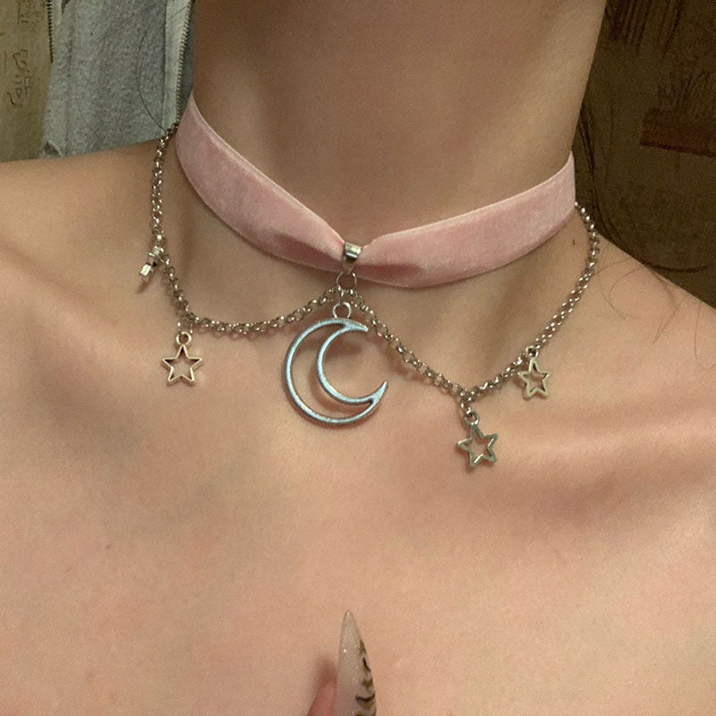 Crescent Moon Velvet Choker For Sale