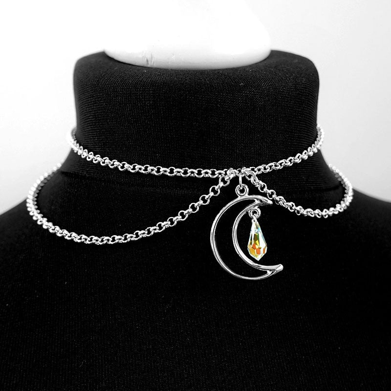 Crescent Moon Crystal Choker For Sale