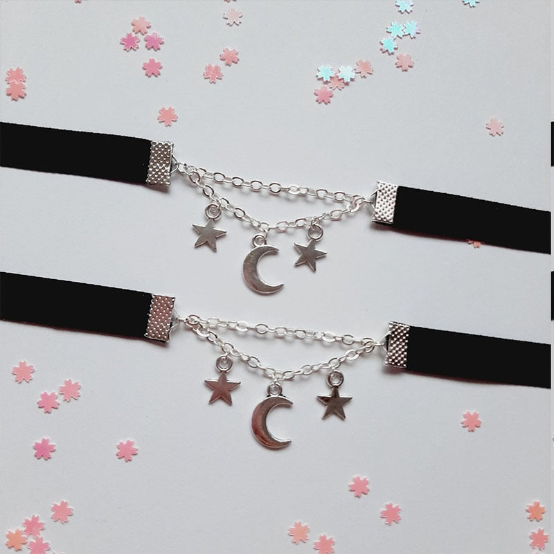 Crescent Moon Velvet Choker For Sale