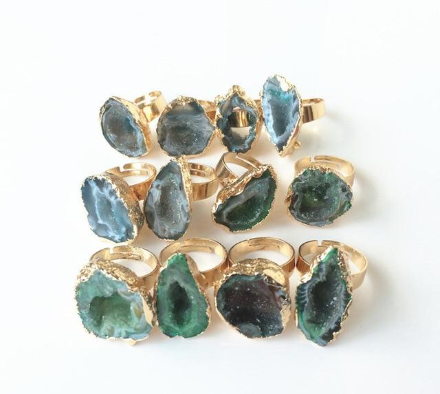 Women's Druzy Crystal Gold Rings - greenwitchcreations