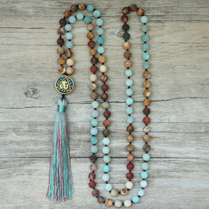 Amazonite Mala Prayer Necklace For Sale | Green Witch Creations