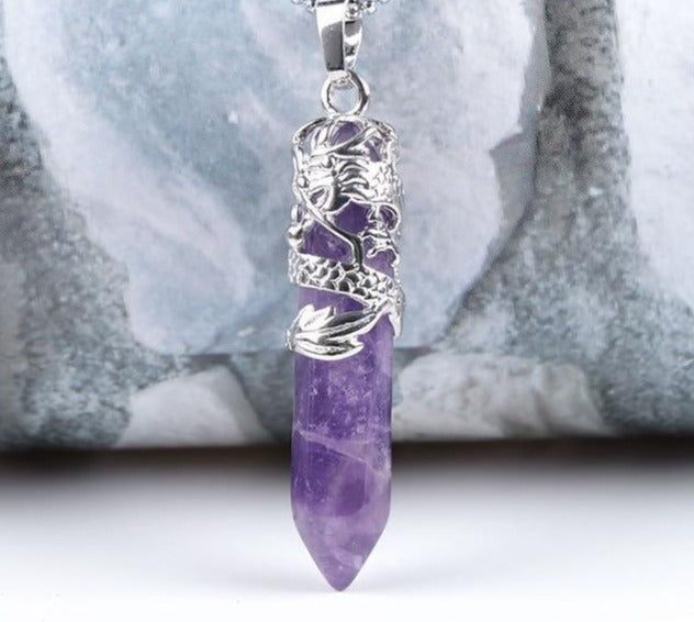 Amethyst Dragon Stone Necklaces For Sale | Green Witch Creations