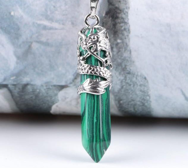Malachite Dragon Stone Necklaces For Sale | Green Witch Creations