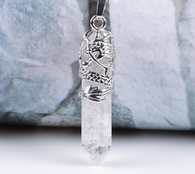 Clear Quartz Necklace With Aquamarine Beads - Asana Crystals