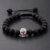 Skull & Feline Charm Lava Rock Bracelets - greenwitchcreations