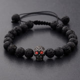 Skull & Feline Charm Lava Rock Bracelets - greenwitchcreations