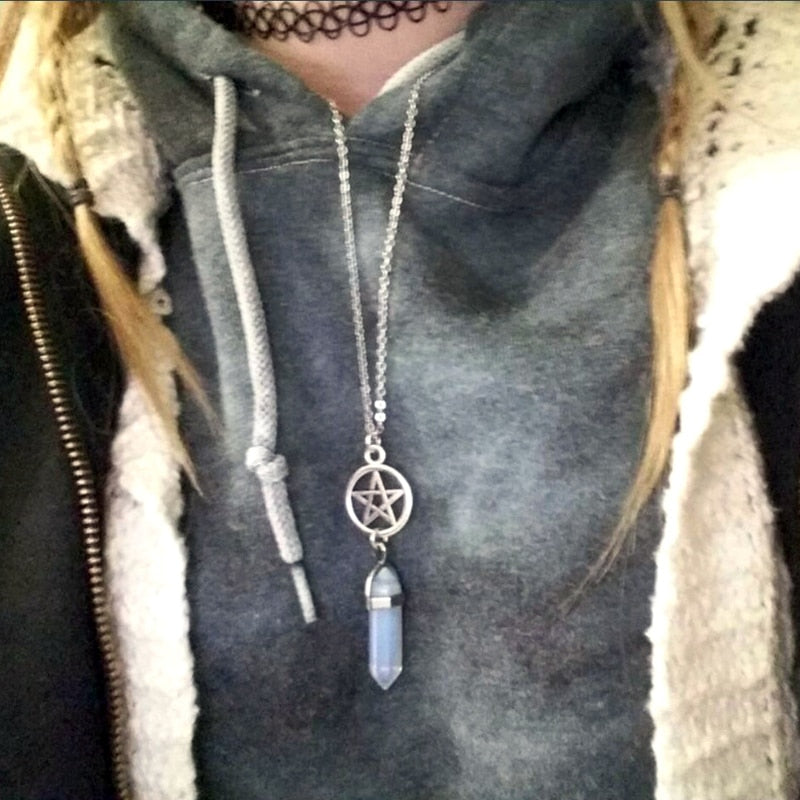 Pentacle Crystal Necklaces - greenwitchcreations