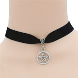 Women's Pentacle Black Choker Necklaces - greenwitchcreations