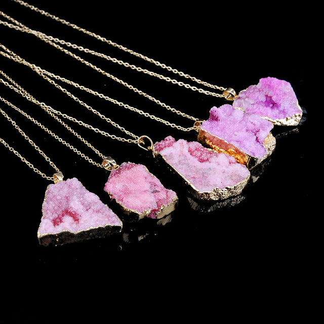 Pink Druzy Crystal Necklaces For Sale | Green Witch Creations